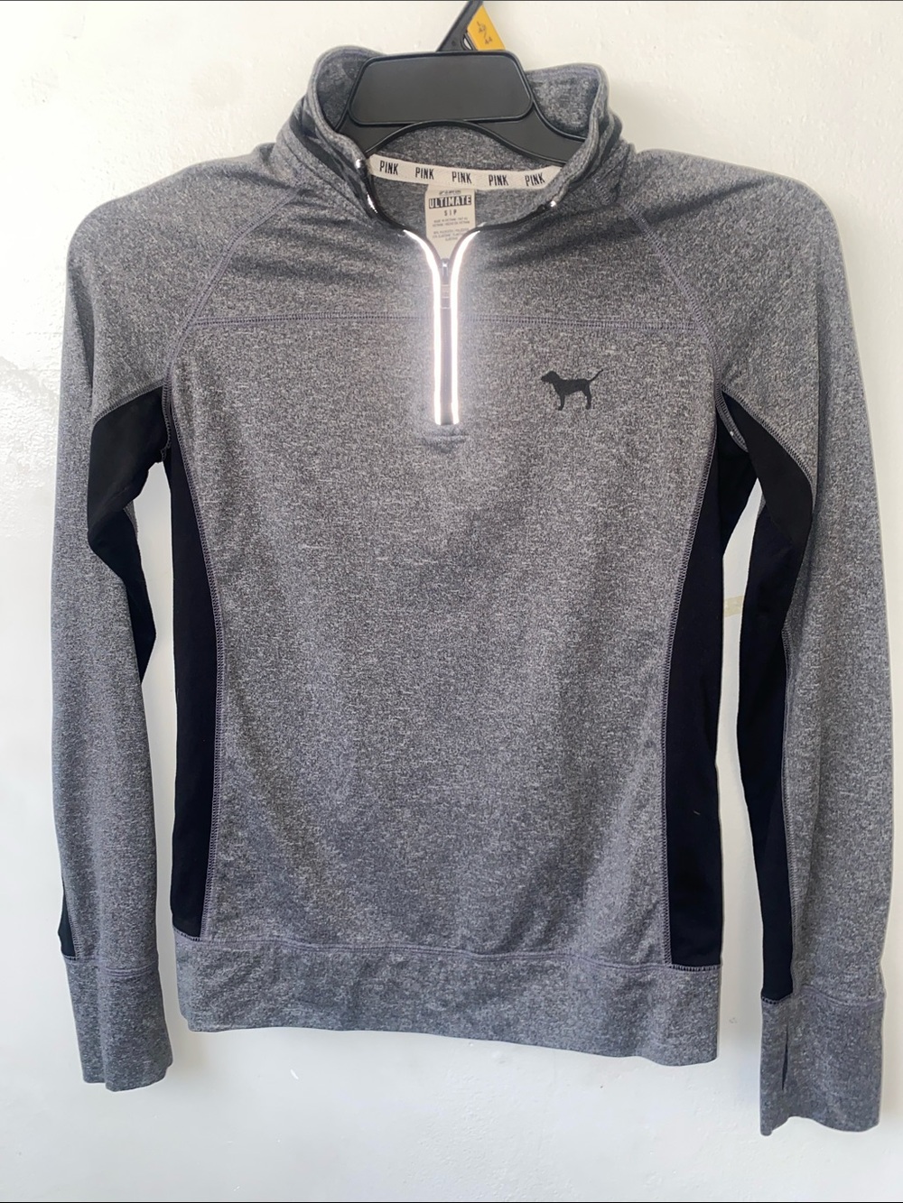 Victoria's Secret PINK Heather Gray with Black Trim Zip Hoodie